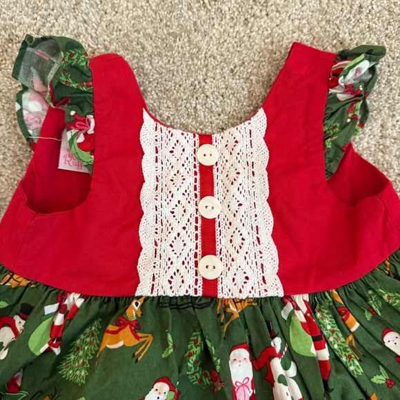 Vintage 90s Ricrac & Ruffles Baby Christmas Dress 6-9 Months Holiday Festive - Picture 3 of 6